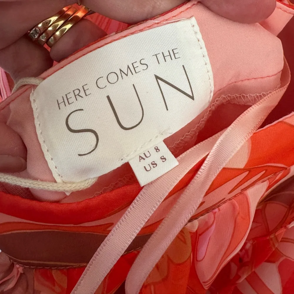 Elegant Orange Floral Midi Dress - Picture 7 of 16